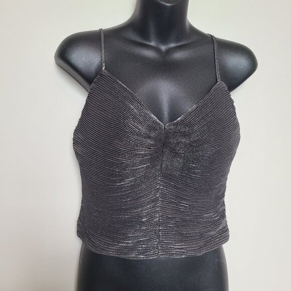 Express Small Pleated Bow Back Spaghetti strap Top Formal Cocktail Gray Pewter - Picture 1 of 4